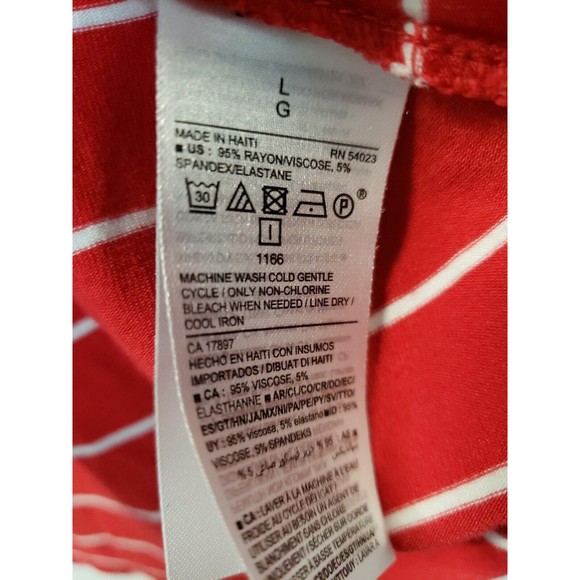 Old Navy Womens TOP Size L Red/White Striped Short Sleeve rayon blend - Picture 3 of 6
